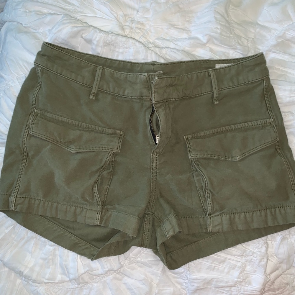 Green luxury cargo shorts